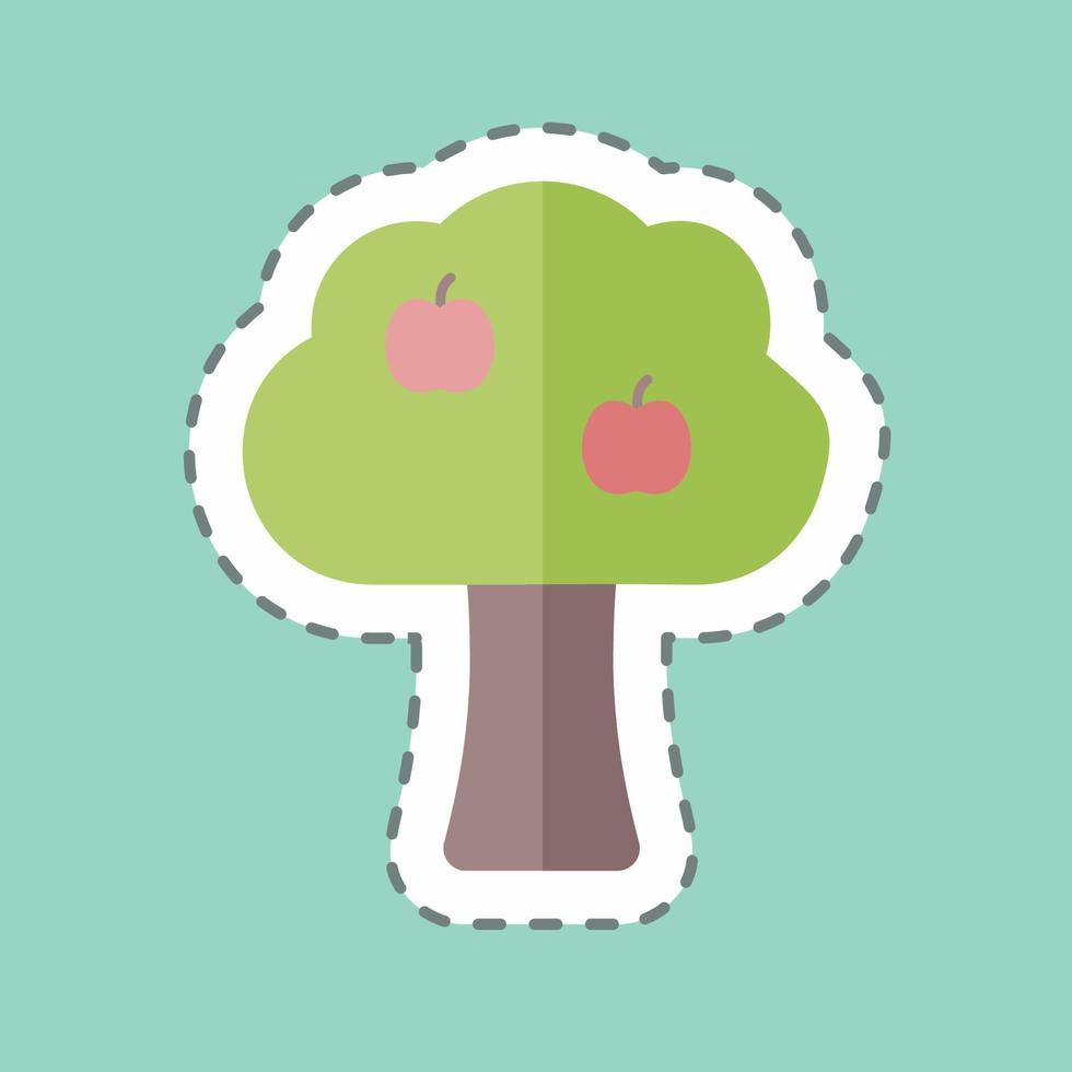 klistermärke linje skär fruktträd. lämplig för trädgårdssymbol. enkel design redigerbar. design mall vektor. enkel symbol illustration vektor