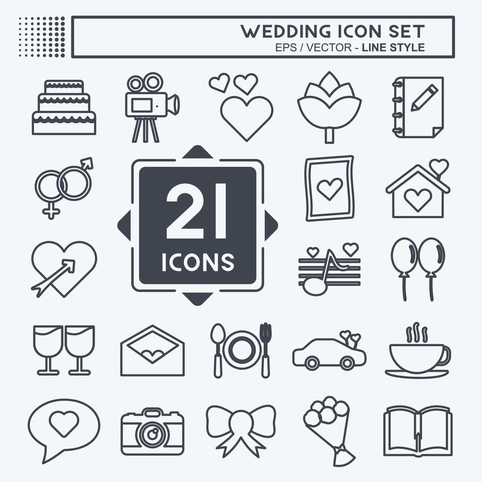 Hochzeit-Icon-Set. geeignet für mobile Apps-Symbol. Linienstil. einfaches Design editierbar. Design-Vorlagenvektor. einfache symbolabbildung vektor