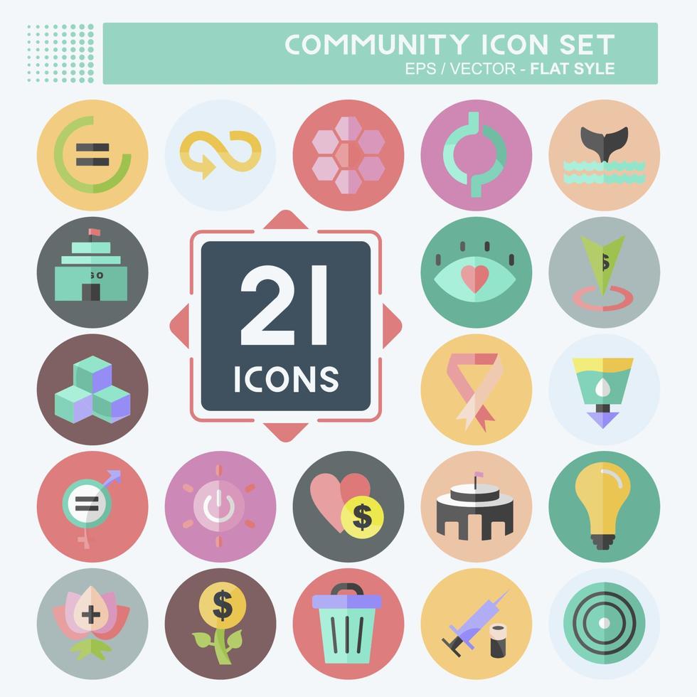 Community-Icon-Set. geeignet für Bildungssymbol. flacher Stil. einfaches Design editierbar. Design-Vorlagenvektor vektor