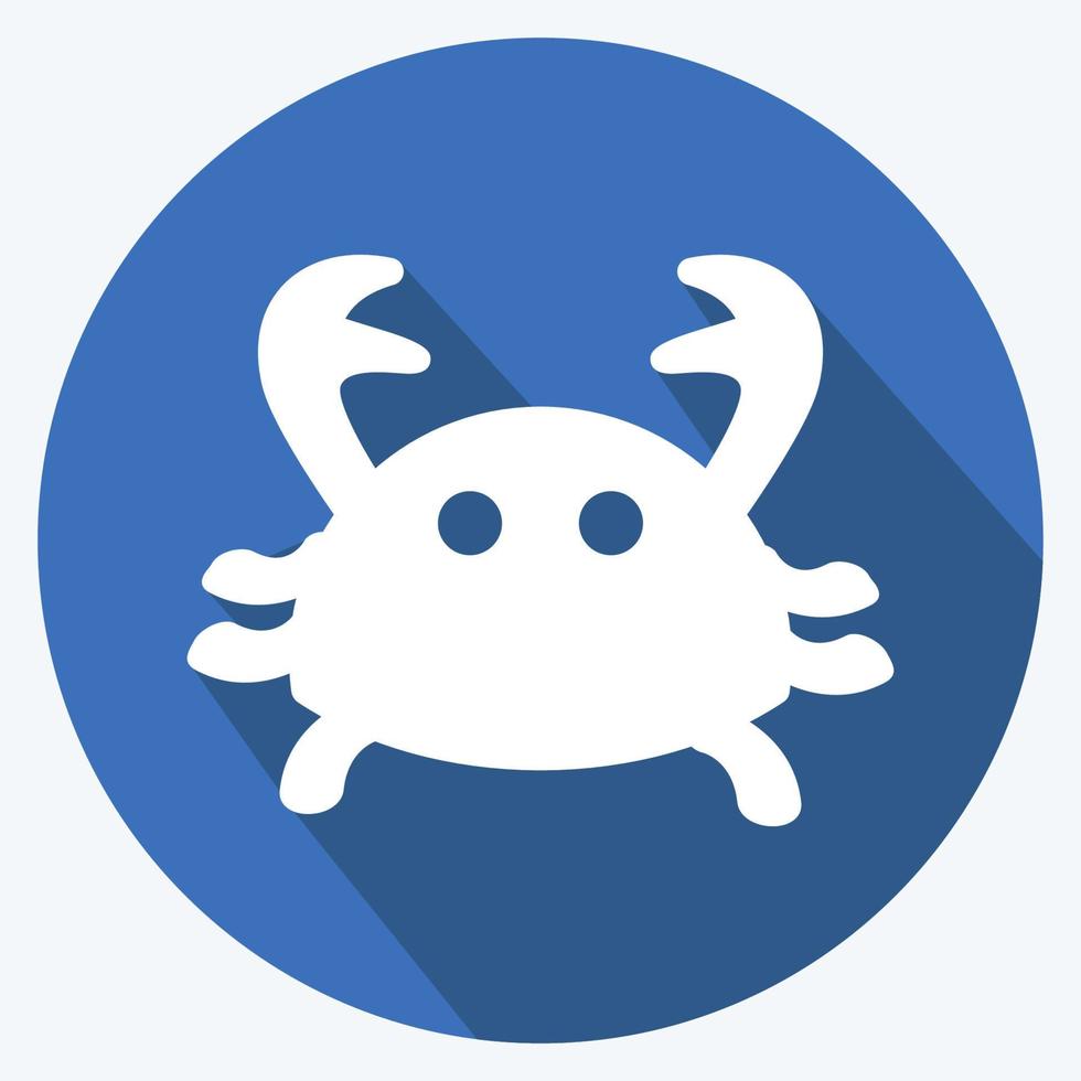 Symbol Krabbe. geeignet für Meeressymbol. langer Schattenstil. einfaches Design editierbar. Design-Vorlagenvektor. einfache symbolabbildung vektor