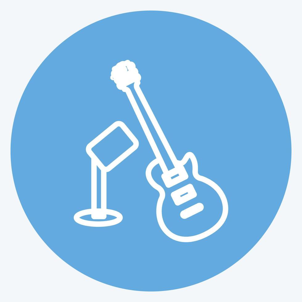 Icon-Gitarre und Mikrofon. geeignet für Partysymbol. blaue augen stil. einfaches Design editierbar. Design-Vorlagenvektor. einfache symbolabbildung vektor