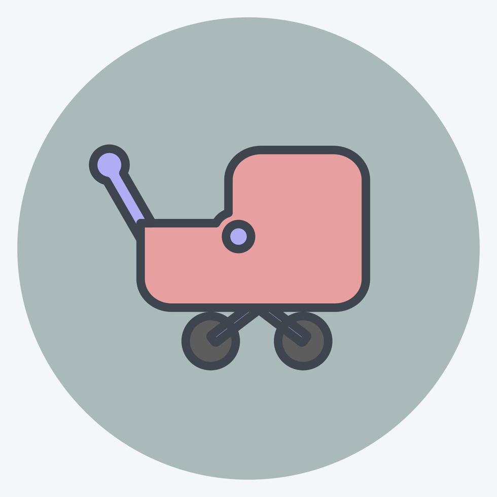 Symbol Kinderwagen 1. geeignet für Babysymbol. Farbe Mate-Stil. einfaches Design editierbar. Design-Vorlagenvektor. einfache symbolabbildung vektor