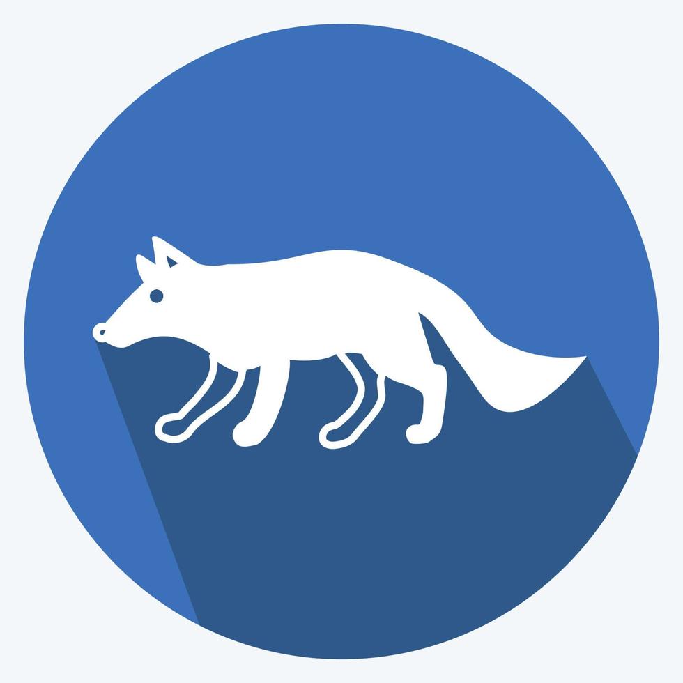 Symbol Wolf. geeignet für Tiersymbol. langer Schattenstil. einfaches Design editierbar. Design-Vorlagenvektor. einfache symbolabbildung vektor