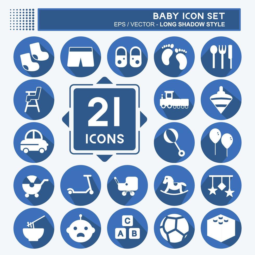 Baby-Icon-Set. geeignet für Bildungssymbol. langer Schattenstil. einfaches Design editierbar. Design-Vorlagenvektor. einfache symbolabbildung vektor