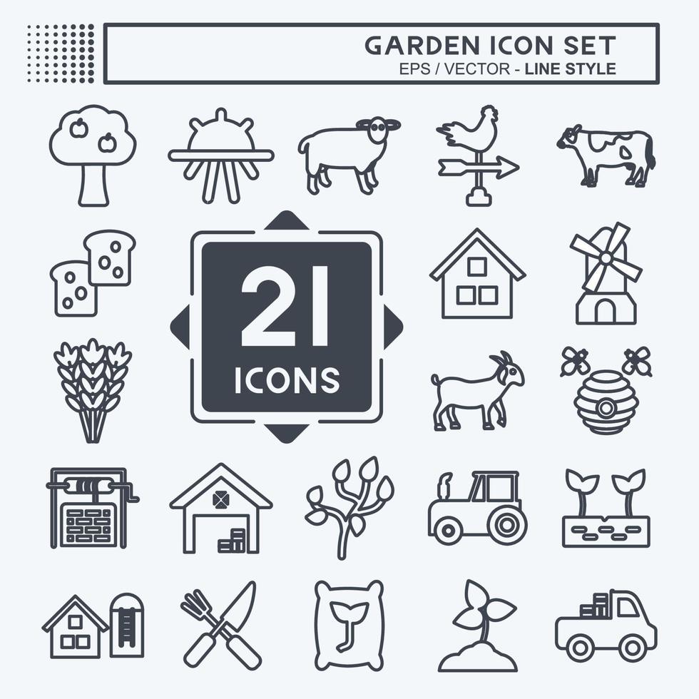 Garten-Icon-Set. geeignet für Bildungssymbol. Linienstil. einfaches Design editierbar. Design-Vorlagenvektor. einfache symbolabbildung vektor