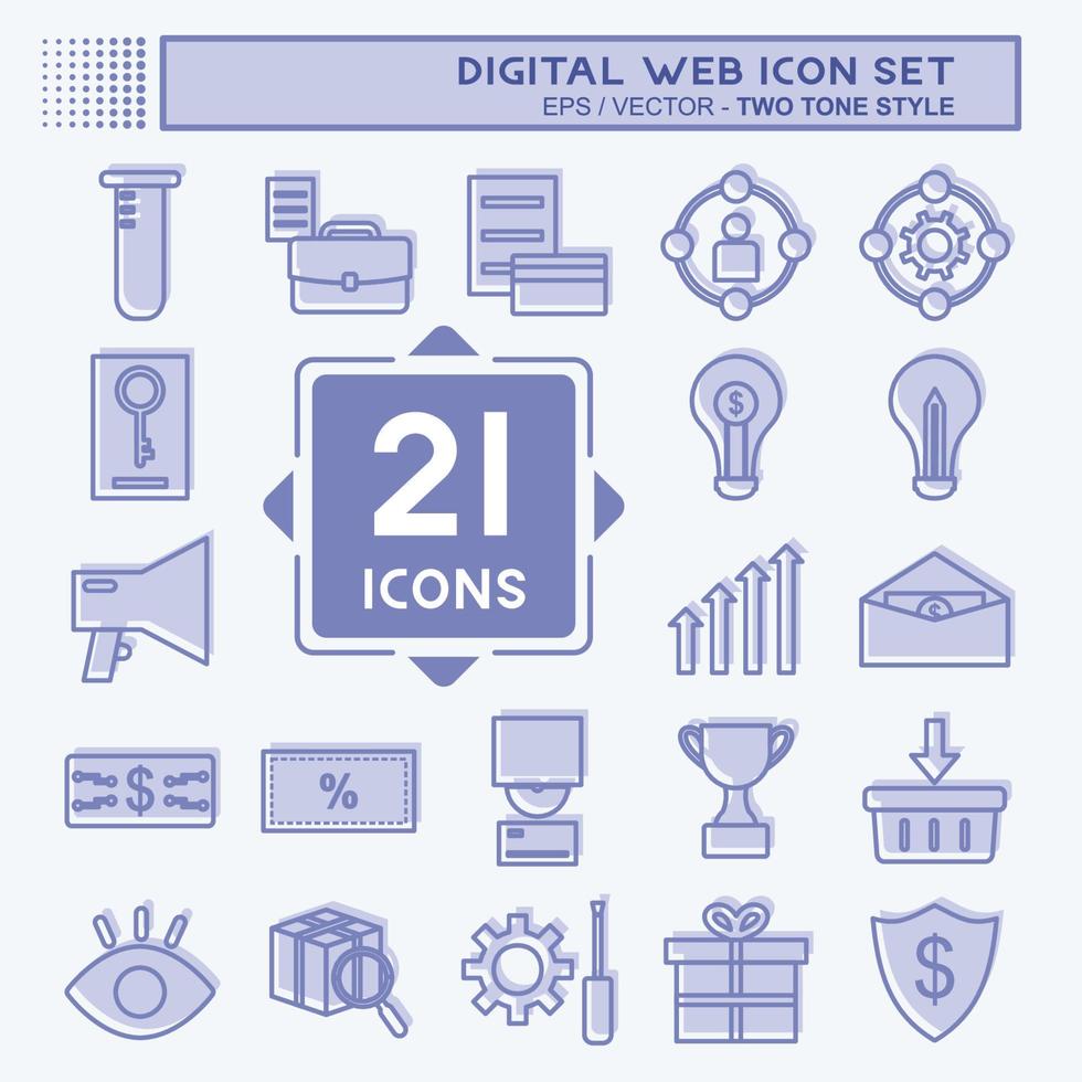 digitales Web-Icon-Set. geeignet für digitales Websymbol. zweifarbiger Stil. einfaches Design editierbar. Design-Vorlagenvektor. einfache symbolabbildung vektor