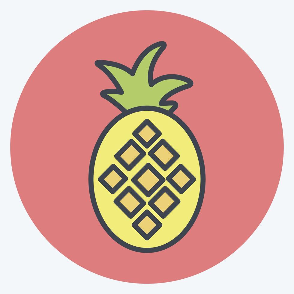 Symbol Ananas. geeignet für obst- und gemüsesymbol. Farbe Mate-Stil. einfaches Design editierbar. Design-Vorlagenvektor. einfache symbolabbildung vektor