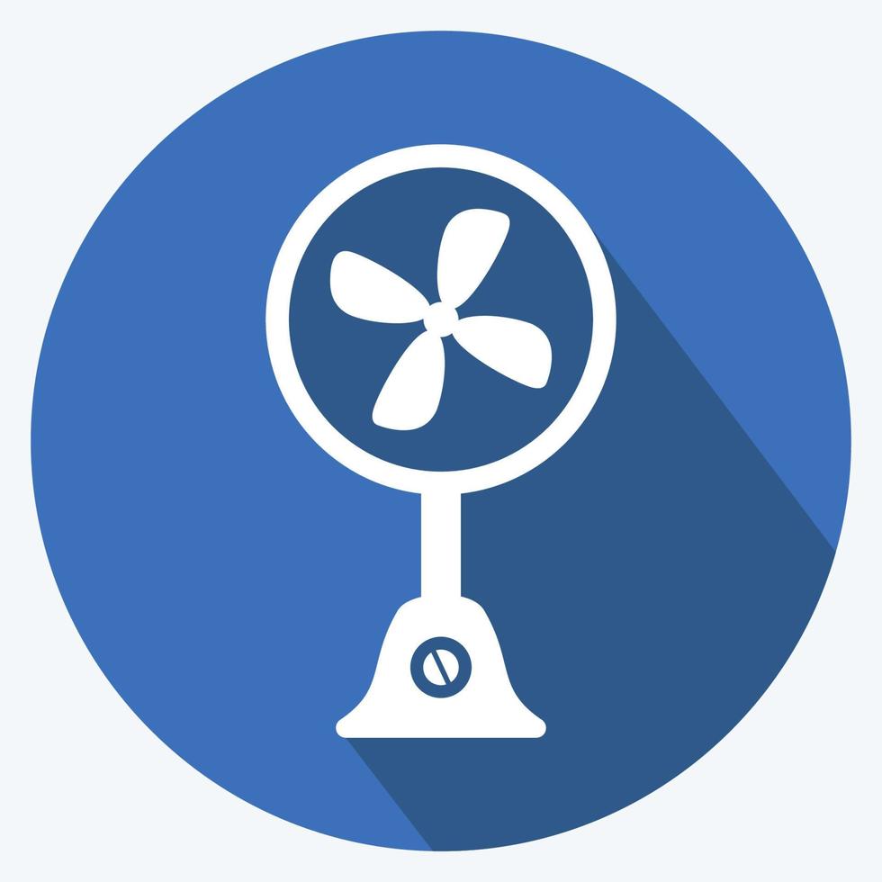 Icon-Tischventilator. geeignet für Heimatsymbol. langer Schattenstil. einfaches Design editierbar. Design-Vorlagenvektor. einfache symbolabbildung vektor