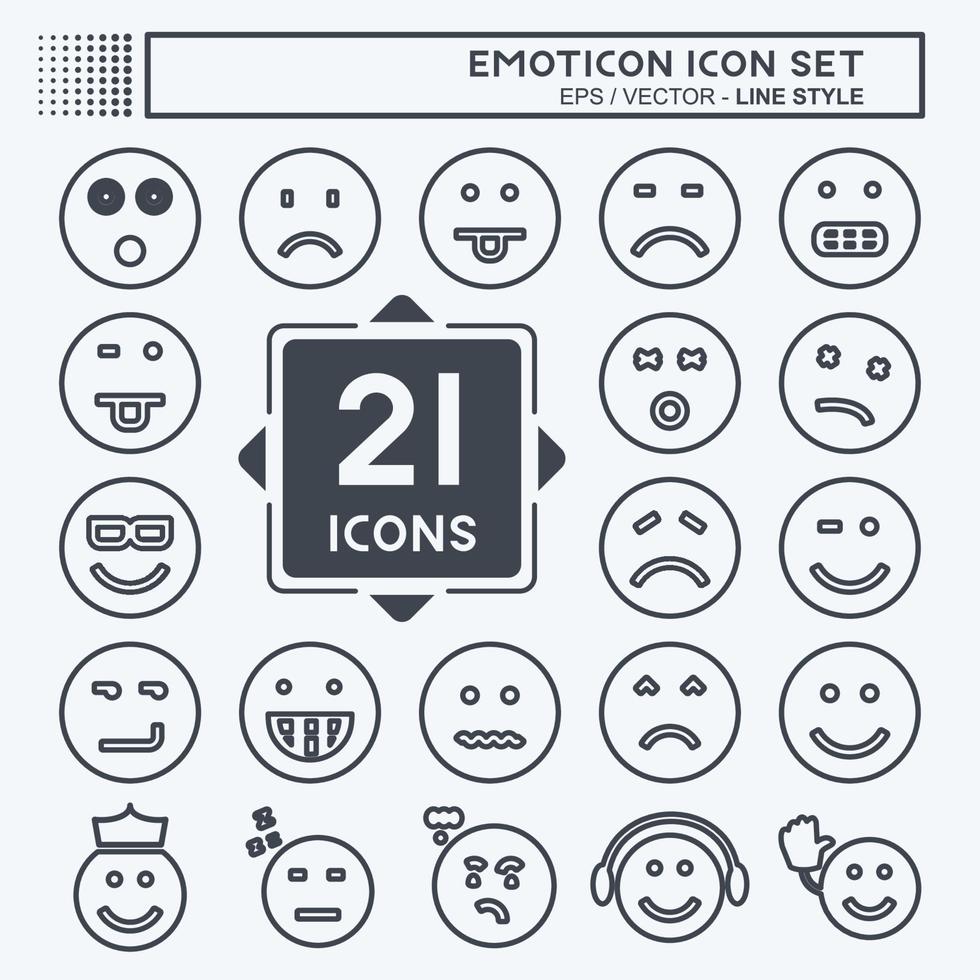 Emoticon-Icon-Set. geeignet für Bildungssymbol. Linienstil. einfaches Design editierbar. Design-Vorlagenvektor. einfache symbolabbildung vektor