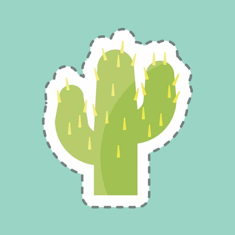 klistermärke linje cut kaktus. lämplig för vilda västern symbol. enkel design redigerbar. design mall vektor. enkel symbol illustration vektor