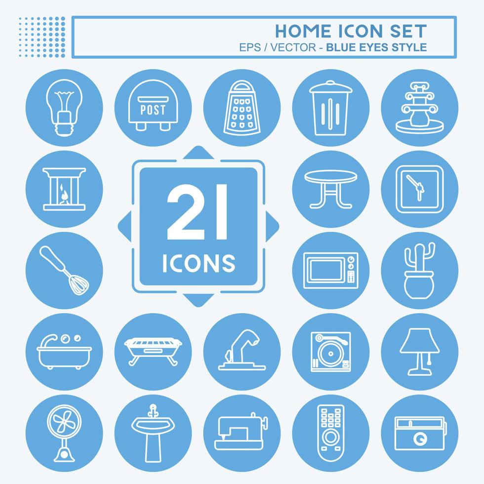 Home-Icon-Set. geeignet für Bildungssymbol. blaue augen stil. einfaches Design editierbar. Design-Vorlagenvektor. einfache symbolabbildung vektor