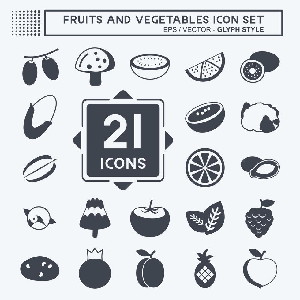 frukt och grönsaker Ikonuppsättning. lämplig för utbildning symbol. glyfstil. enkel design redigerbar. design mall vektor. enkel symbol illustration vektor