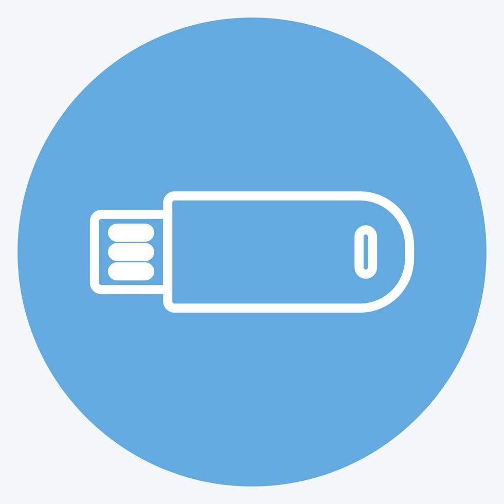 Symbol USB-Kabel. geeignet für Bildungssymbol. blaue augen stil. einfaches Design editierbar. Design-Vorlagenvektor. einfache symbolabbildung vektor