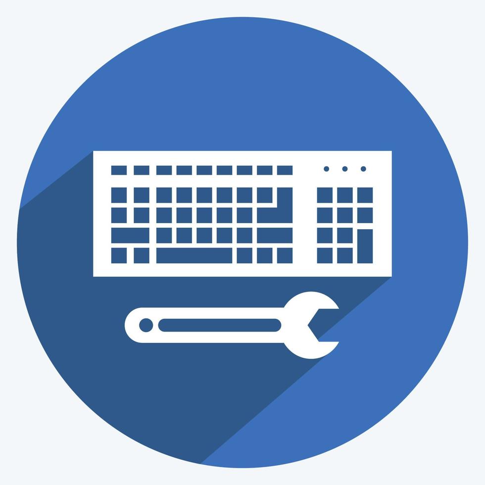 Icon-Code-Engineering. geeignet für Datenanalysesymbol. langer Schattenstil. einfaches Design editierbar. Design-Vorlagenvektor. einfache symbolabbildung vektor