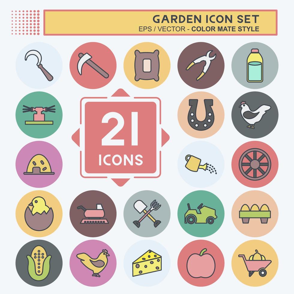 Garten-Icon-Set. geeignet für Bildungssymbol. Farbe Mate-Stil. einfaches Design editierbar. Design-Vorlagenvektor. einfache symbolabbildung vektor