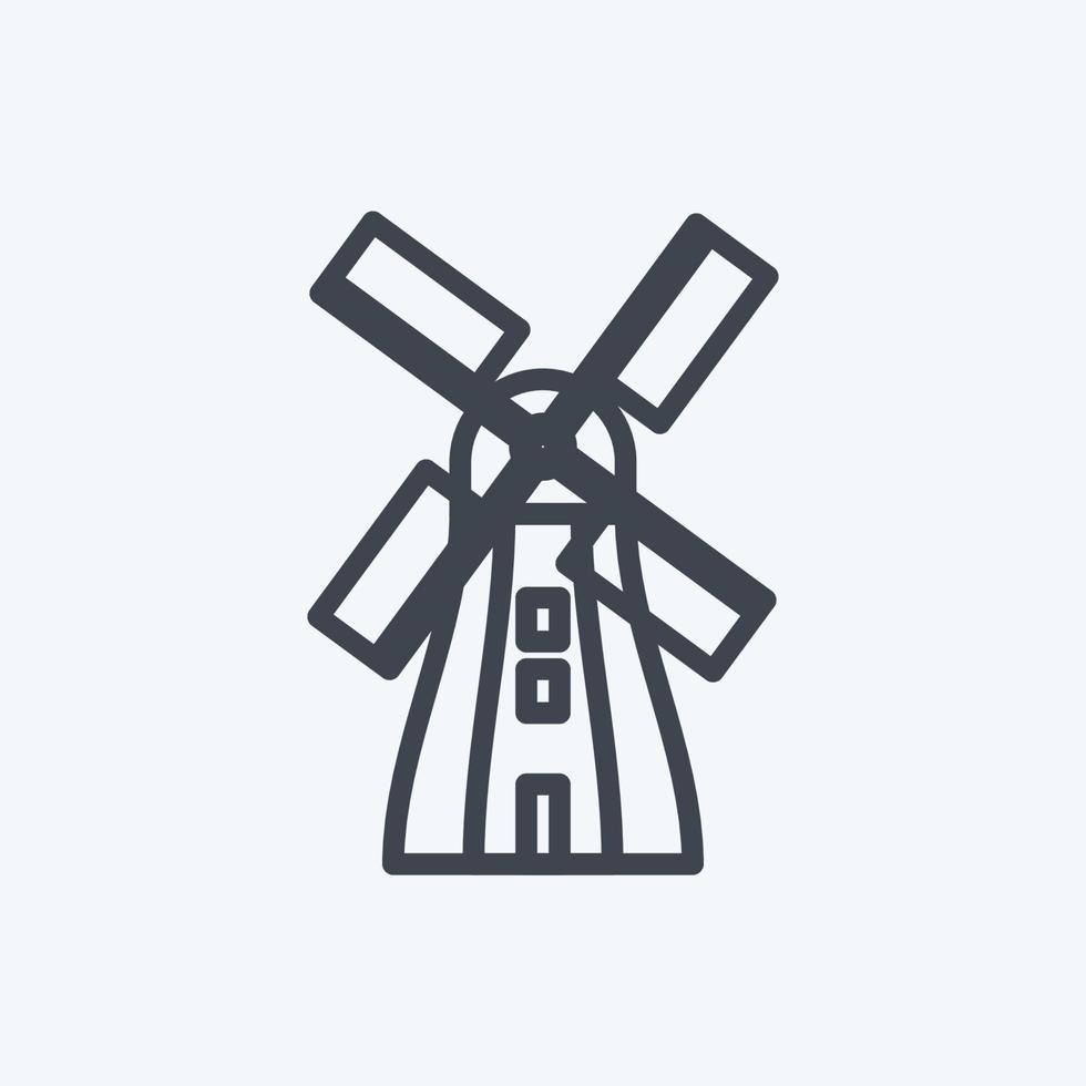 Symbol Windmühle. geeignet für Wild-West-Symbol. Linienstil. einfaches Design editierbar. Design-Vorlagenvektor. einfache symbolabbildung vektor