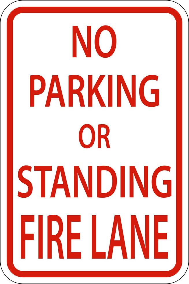 ingen parkering brand körfält tecken på vit bakgrund vektor