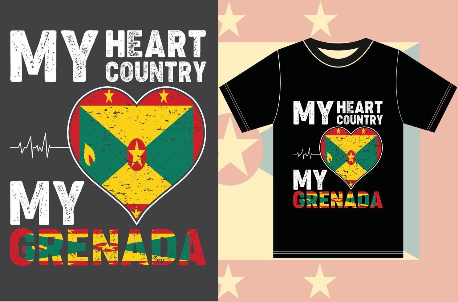 mitt hjärta, mitt land, min grenada. typografi vektor design