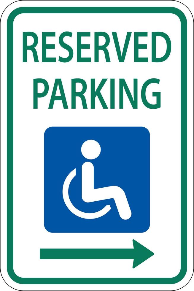 Schild für zugängliche reservierte Parkplätze, Pfeil nach rechts vektor