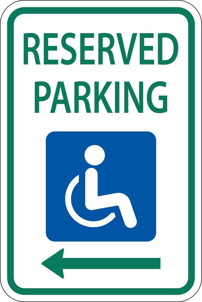 Schild für zugängliche reservierte Parkplätze, Pfeil nach links vektor