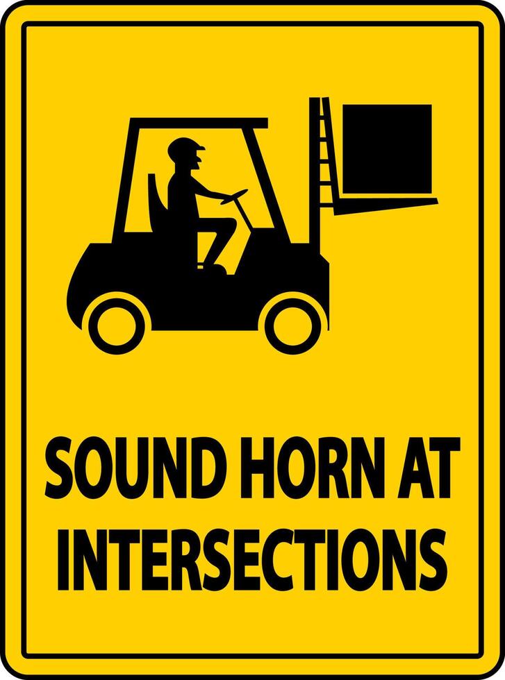 Sound Horn an Kreuzungen Label-Schild auf weißem Hintergrund vektor