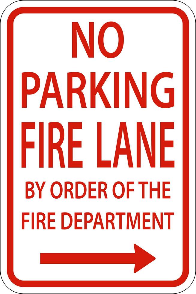 ingen parkering brand körfält högerpil tecken på vit bakgrund vektor