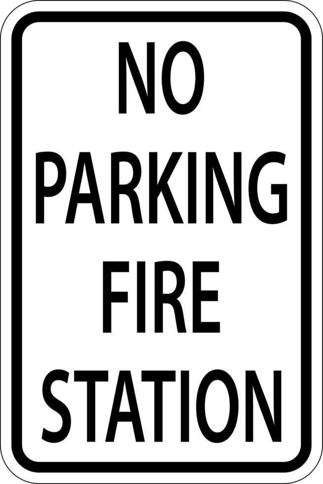 ingen parkering brandstation tecken på vit bakgrund vektor