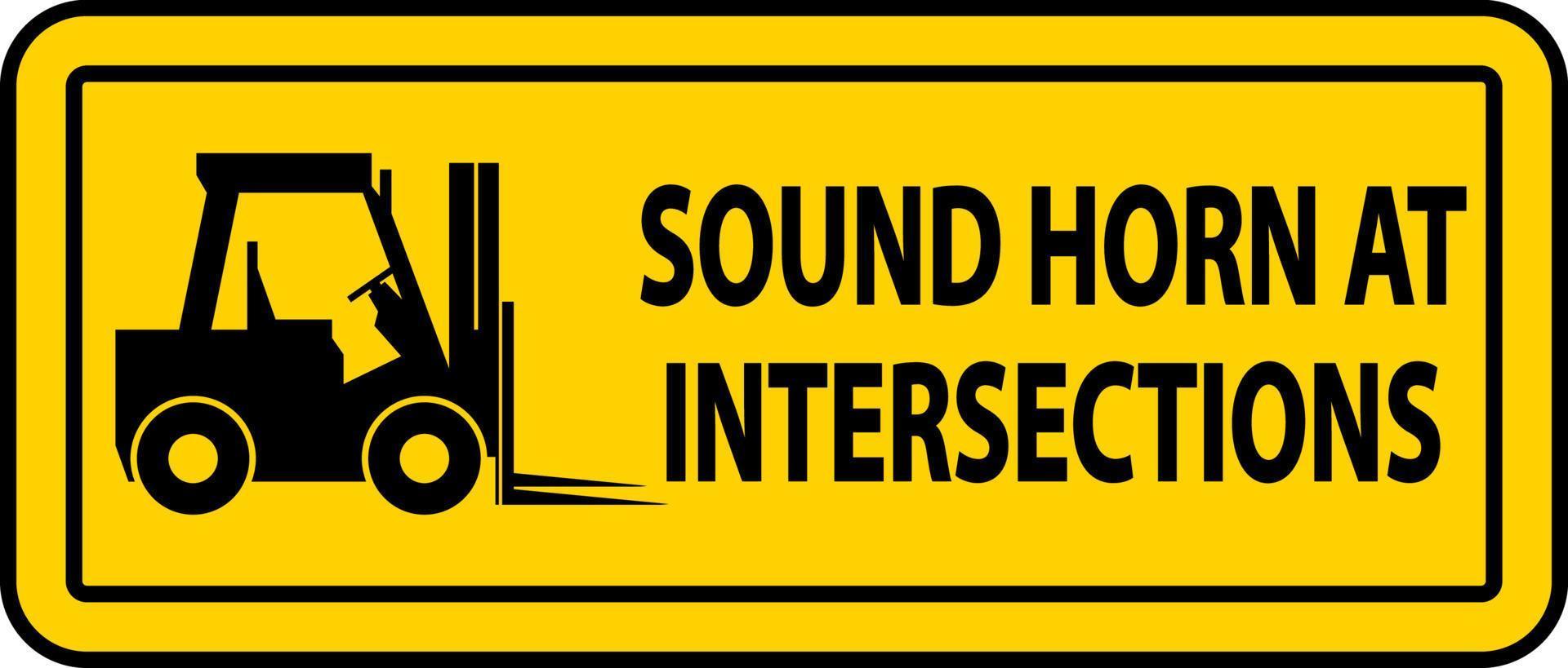 Sound Horn an Kreuzungen Label-Schild auf weißem Hintergrund vektor