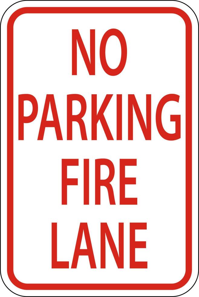 Kein Parkplatz Fire Lane Schild auf weißem Hintergrund vektor