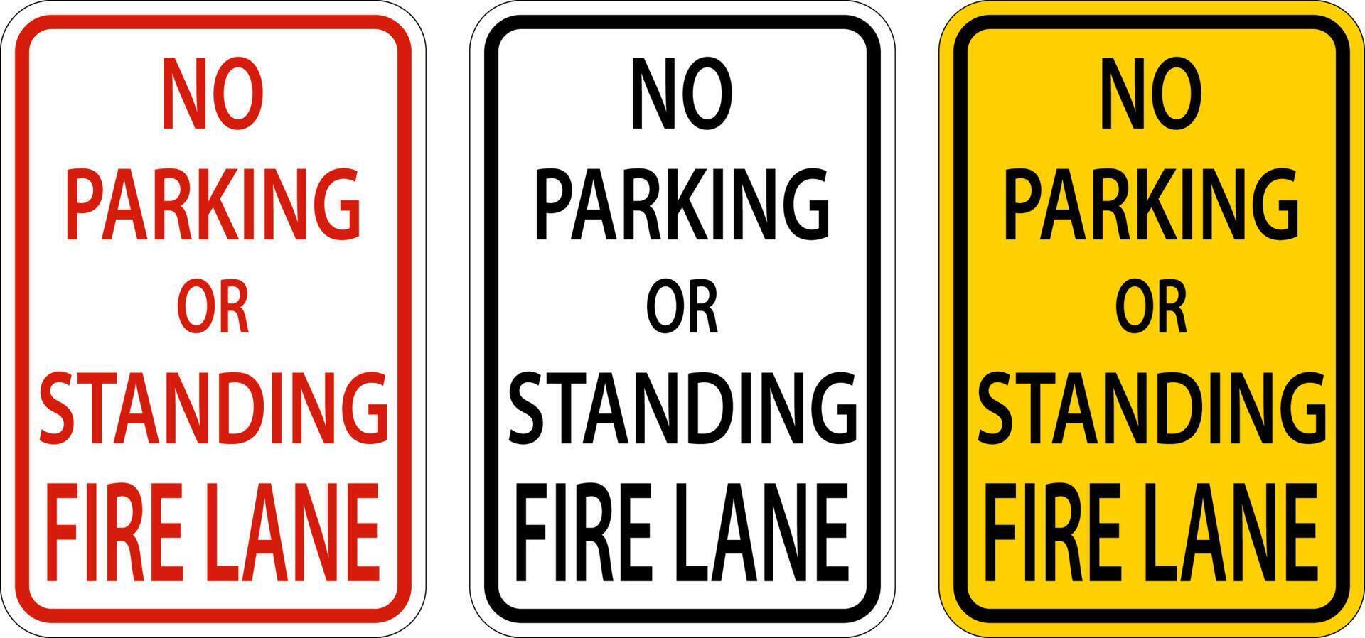 Kein Parkplatz Fire Lane Schild auf weißem Hintergrund vektor