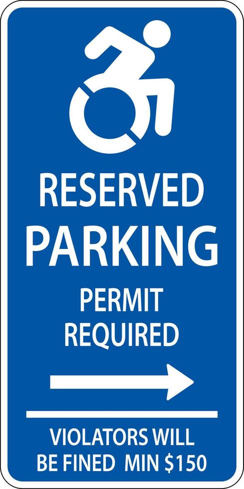 handikapp parkering tecken, höger pil tecken på vit bakgrund vektor