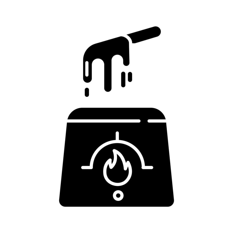 Glyphen-Symbol für heißes Wachsen. natürliches weiches Wachs im Glas mit Spachtel. Geräte zur Körperhaarentfernung. professionelle kosmetik für schönheitsbehandlungen. Silhouettensymbol. negativer Raum. vektor isolierte illustration