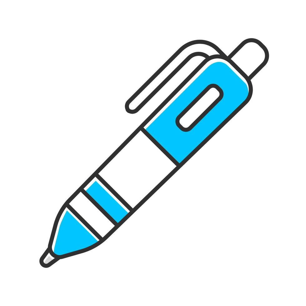 Farbsymbol für automatischen Kugelschreiber. schreibwerkzeug isolierte vektorillustration. schreibwarengeschäft, schulbedarfsgeschäft logo. Instrument zur Unterzeichnung von Dokumenten. büroarbeitsplatz, bildungsattribut vektor