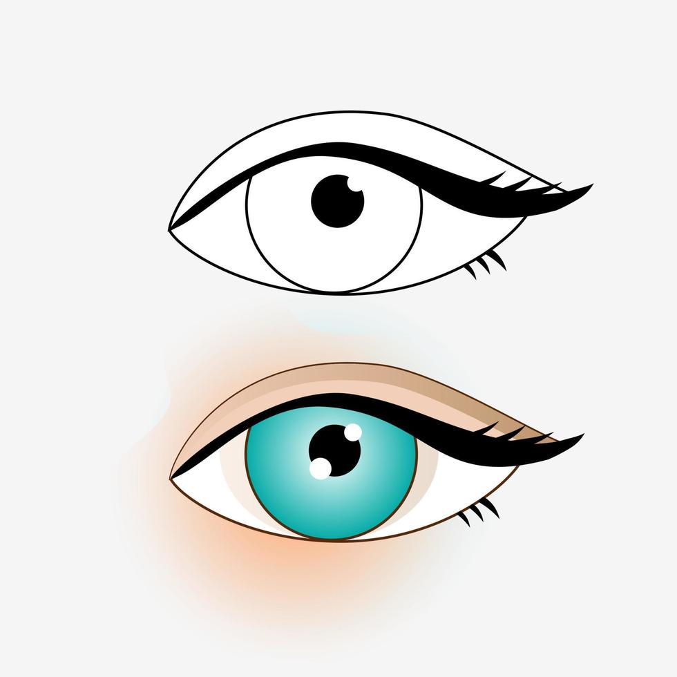 Zeichnung eines offenen Auges. flache vektorillustration. Symbol, Aufkleber. Malseite. vektor