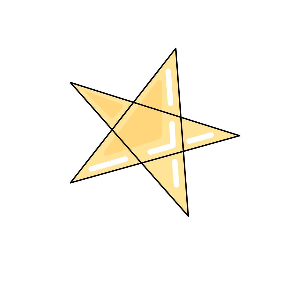 vektor gul stjärna i platt stil. pentagram isolerad på vit bakgrund. klistermärke, ikon, kontur.