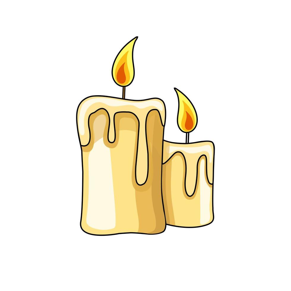 brennende Kerzen flaches Vektorsymbol. Kerzenaufkleber. dekoratives detailliertes Illustrationsdesign im Stil. vektor