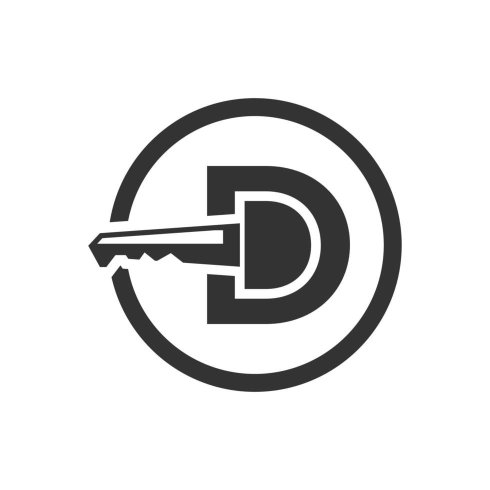 monogram logotyp d nyckel vektor