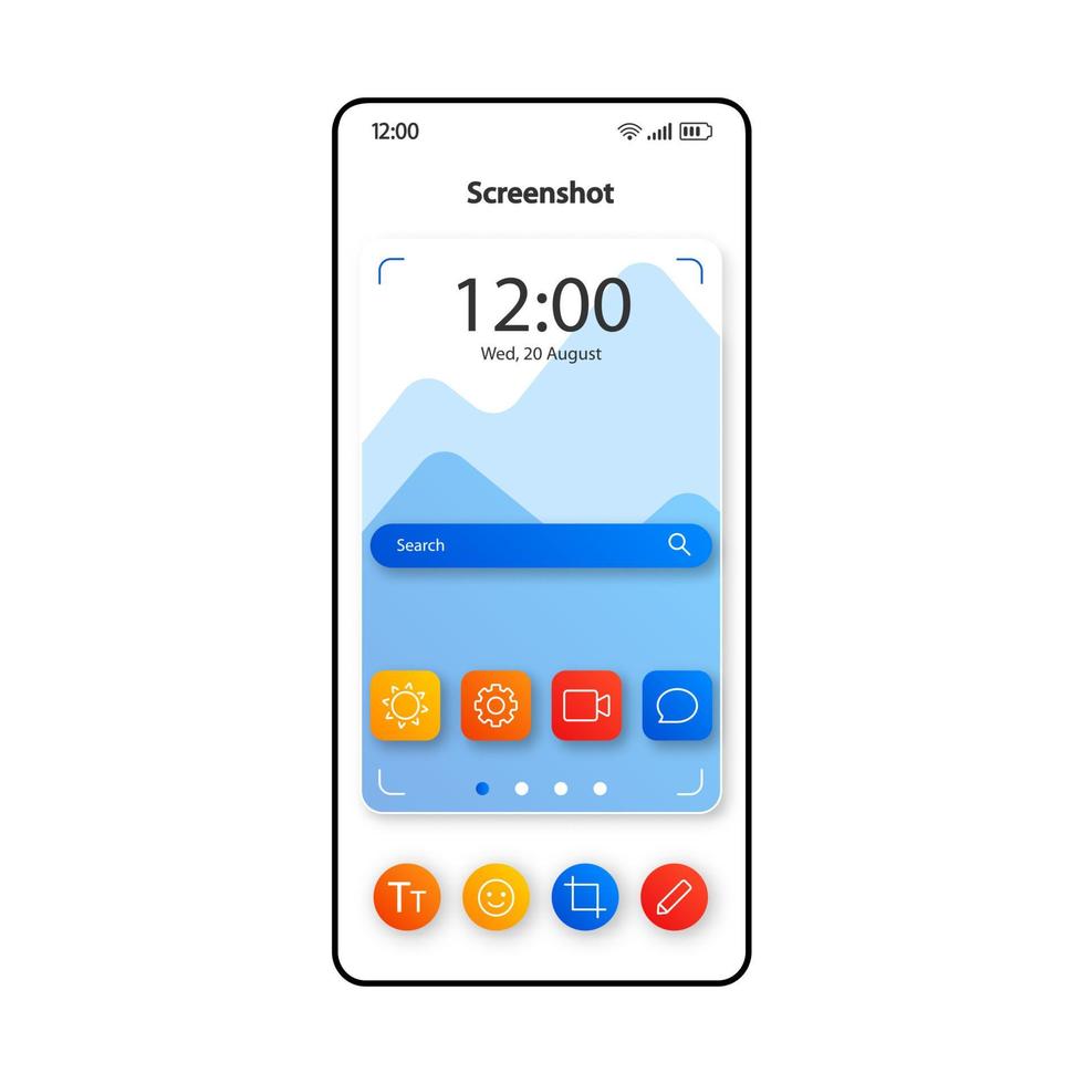 skärmdump gör teknik smartphone gränssnitt vektor mall. layout för färgdesign för mobilappar. kamera fotosökarskärm. platt UI för applikation. telefonskärm för fotograferingsverktyg