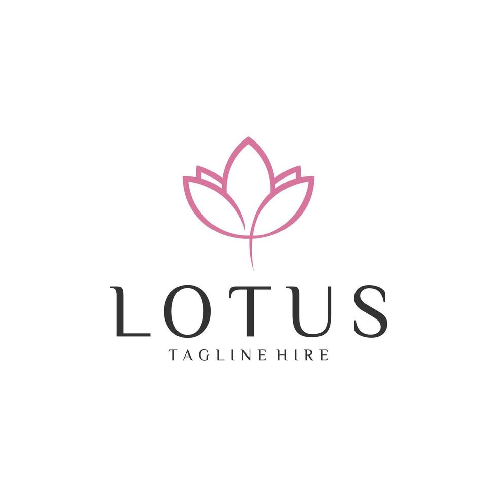 Lotusblume Luxus-Logo-Design-Vektor-Vorlage linearen Stil. Mode-Gesundheits-Fitness-Garten-Logo-Konzept-Symbol. vektor