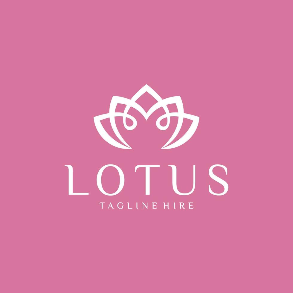 Lotusblume Luxus-Logo-Design-Vektor-Vorlage linearen Stil. Mode-Gesundheits-Fitness-Garten-Logo-Konzept-Symbol. vektor