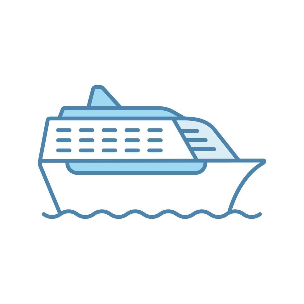 kryssningsfartyg i sidovy färgikon. oceanångare. båt, kryssningsfartyg, färja. vattentransport. sommarresa. isolerade vektor illustration