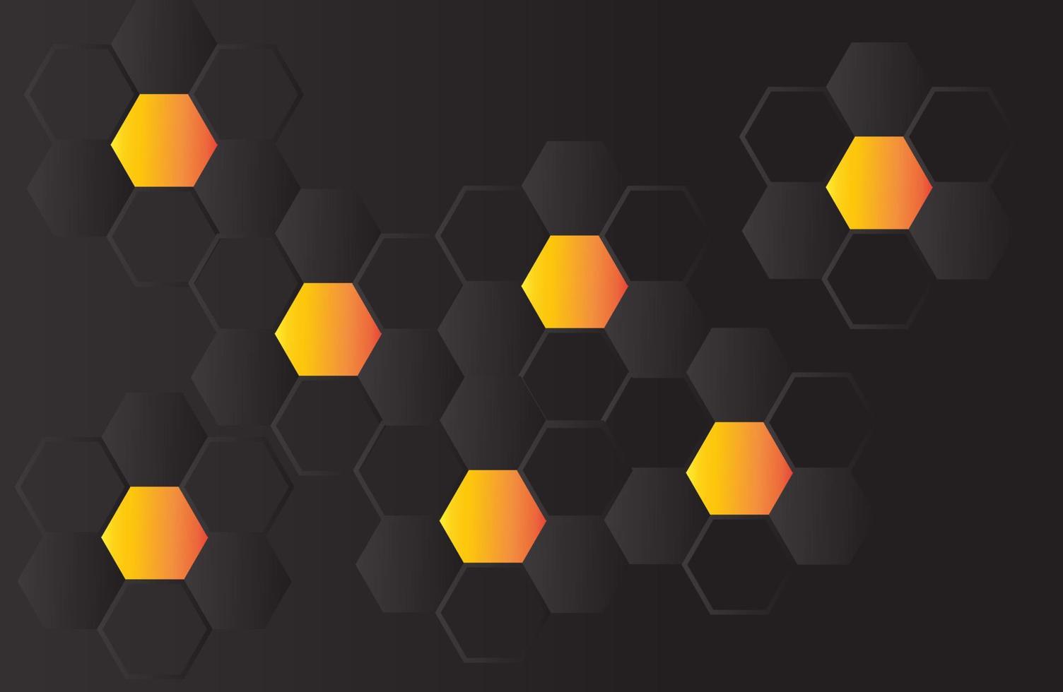 schwarzer und orangefarbener Hexagonhintergrund. vektor
