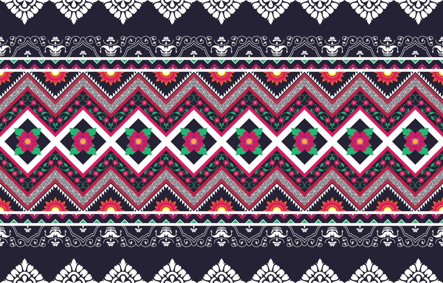 ikat tribal sömlösa blommönster. etnisk aztekisk tyg matta mandala prydnad infödd boho chevron textil. geometrisk orientalisk traditionell broderistil vektor