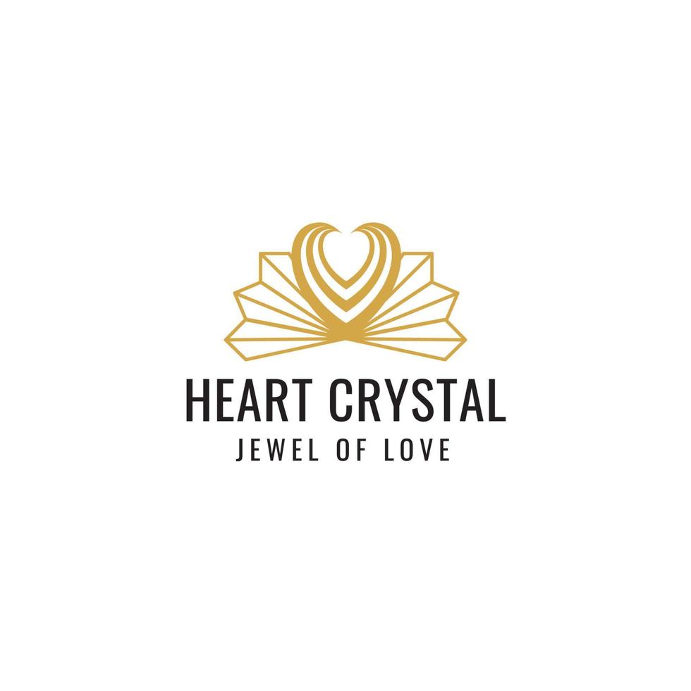 kristall med hjärtformad ikon logotyp designillustration vektor