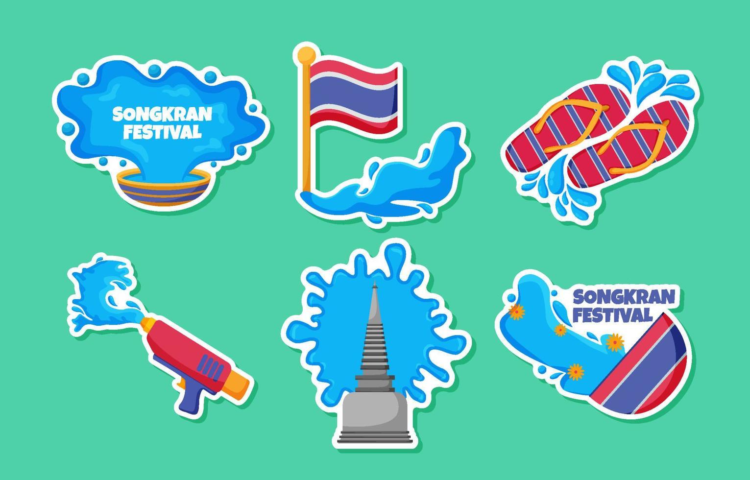 Songkran Festival Sticker Pack vektor