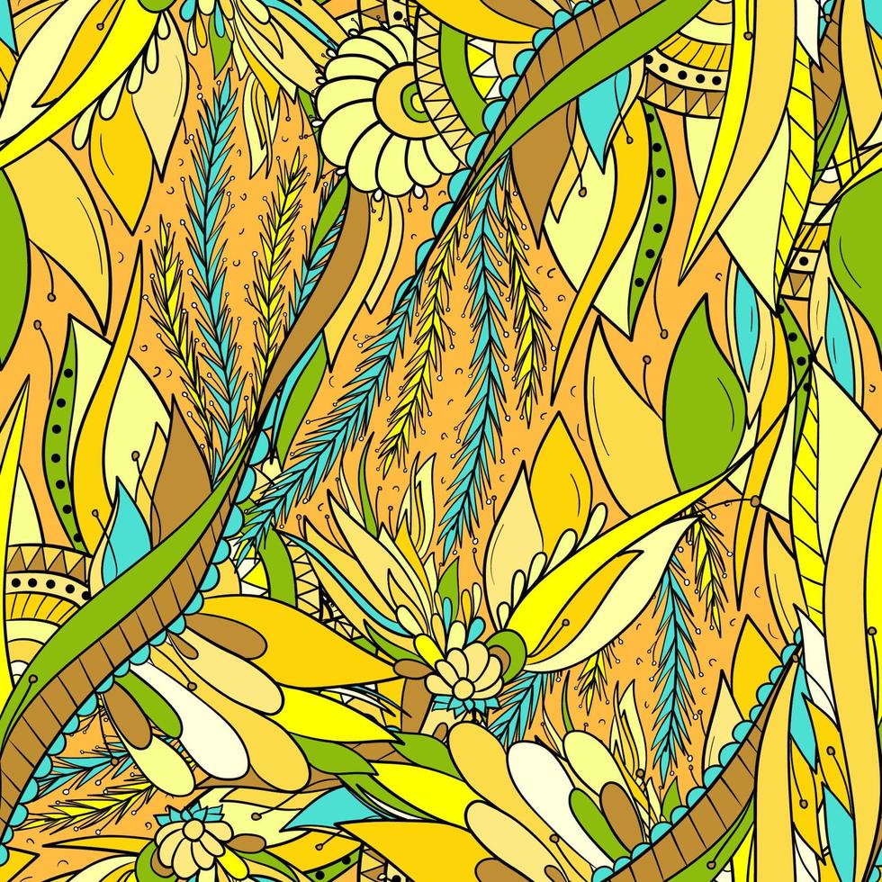 sömlösa mönster av löv, blommor och bär. blommig bakgrund vektor