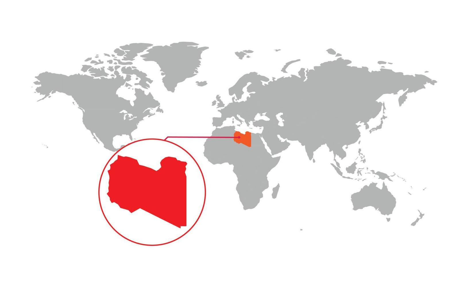 libyen kartfokus. isolerad världskarta. isolerad på vit bakgrund. vektor illustration.