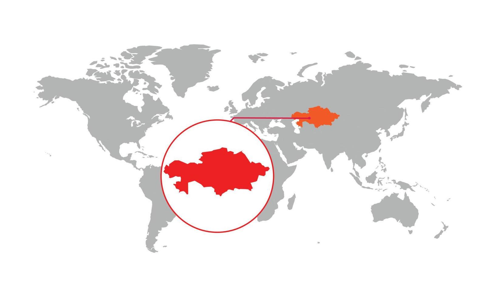 kasachstan kartenfokus. isolierte Weltkarte. isoliert auf weißem Hintergrund. Vektor-Illustration. vektor