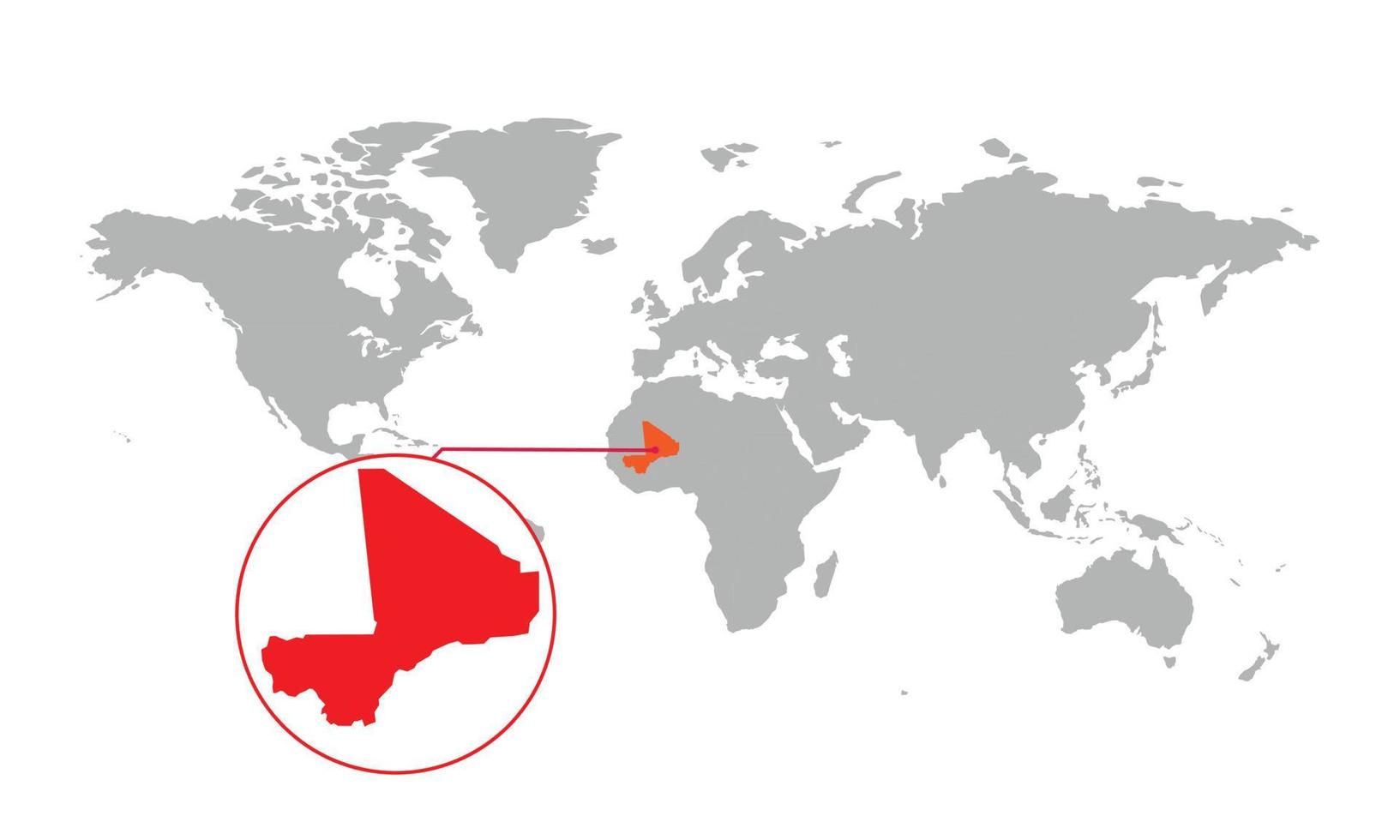 mali kartfokus. isolerad världskarta. isolerad på vit bakgrund. vektor illustration.