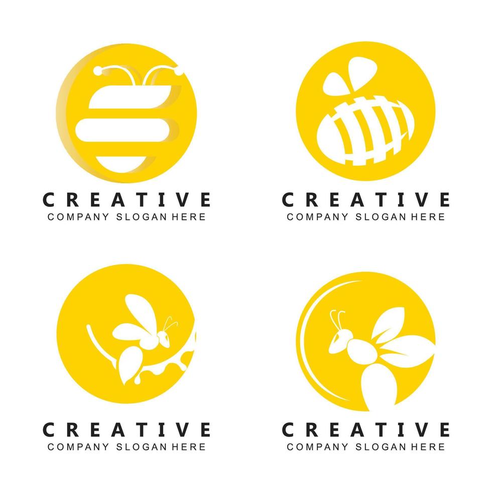 enkel gul honungsbi gratis ikon vektor logotyp